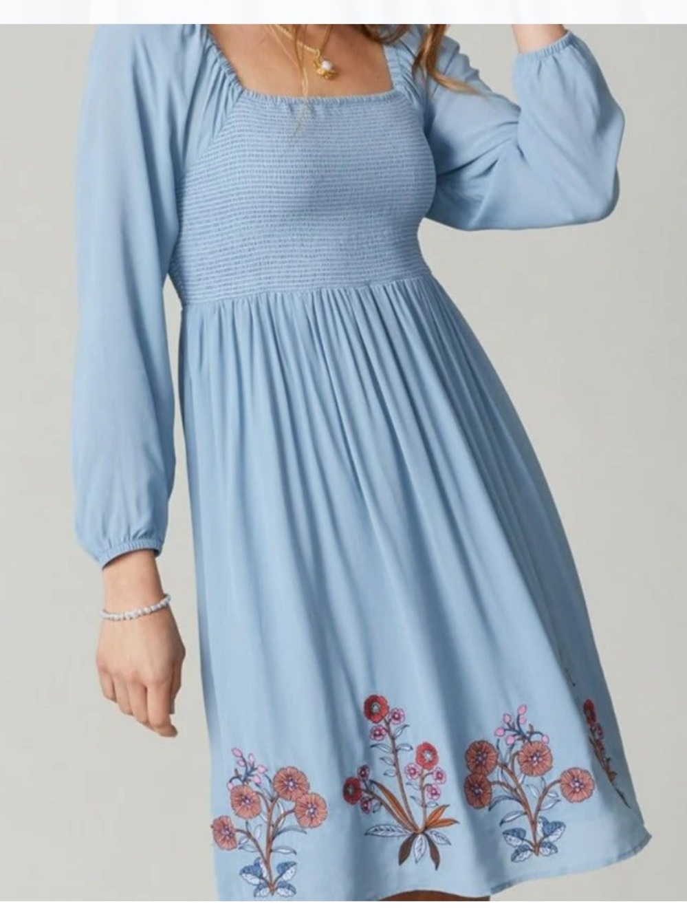 Spartina NWT Mara Smocked Dress - Oyster Factory Embroidery